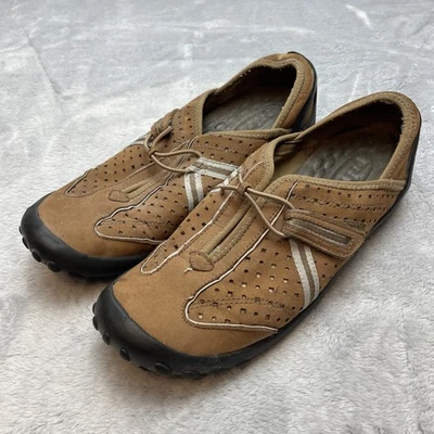 Clarks Privo Tequini Zapatos Mujer 9M Marrón Gamuza Perforado Gancho Lazo Conducción Foto 1 de 4