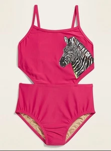 Old Navy Girls Pink Zebra Print Cutout Swimsuit | 14 (XL) - Picture 1 of 7