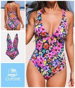 Traje de baño para mujer Disfraz de natación Reino Unido 14-16 sin cable acolchado recortado cuello en V profundo - Imagen 1 de 9