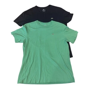 Lacoste Men’s T-Shirt Lot Size 6 (XL) Pima Cotton Navy Green Croc Logo 2 Pack - Picture 1 of 10