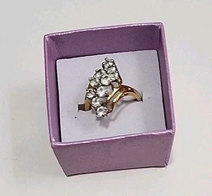 Vintage 18 Kt GE K Ring mit weißen Cluster Turmalin Edelsteinen Größe 6 LESEN - Bild 1 von 19