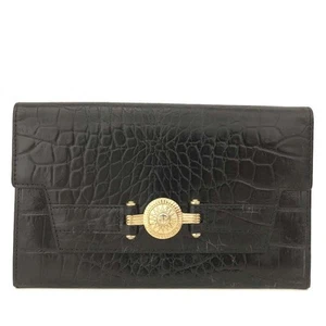 VERSACE Sunburst Leather Long Bifold Wallet Black/2BF1590 - Picture 1 of 8