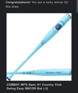 COMBAT MFG Country Club SPEC-A1 BBCOR Pipistrello Solo Soci Swing Facile 33/30 Prevendita! - Foto 1 di 6