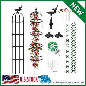 2 Pack Garden Obelisk Trellis 6ft Tall Rustproof Climbing Plant Support Garden - Picture 1 of 8