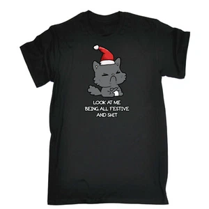 Cat Look at me festliches Tier Weihnachten Weihnachten Weihnachten - Herren T-Shirt T-Shirt Shirt - Bild 1 von 10