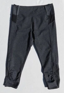KYODAN Dark Heather Gray Black Mesh Yoga Running Crop Tights size XS EUC - Picture 1 of 4