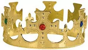 CORONA RE ORO STILE MEDIEVALE CON CROCI E GIOIELLI costume uomo cappello re nuovo - Foto 1 di 1