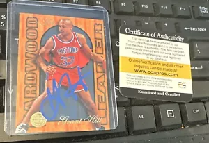   GRANT HILL 1995-96 95-96 Fleer "Hardwood Leader" #8/27 -Pistons  With COA - Picture 1 of 2