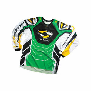 Jugendliche Kinder Alloy MX Motocross Jersey Shirt 05 Benzin Grün Gelb