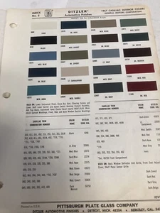 1967 CADUILLAC AUTOMOTIVE P.P.G., DITZLER INTERIOR Paint Color Chips - Picture 1 of 1