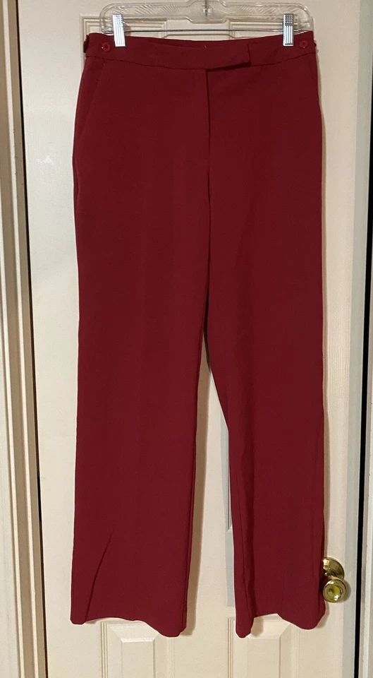 Calça social feminina Emma James mistura poli vermelha elástica com bolsos tamanho 6 - Imagem 1 de 4