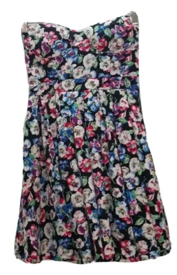 ANGEL BIBA Label Strapless Cocktail Party Festival Women Floral Tea Dress Size 8 - image 1 of 4