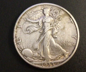 1933-S Liberty Walking Silver Half Dollar, XF/ AU Details. F9 - Picture 1 of 2
