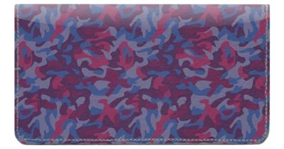 Cubierta colorida para chequera de diseñador camuflada, ranuras para tarjetas de crédito y bucle para bolígrafo Foto 1 de 4