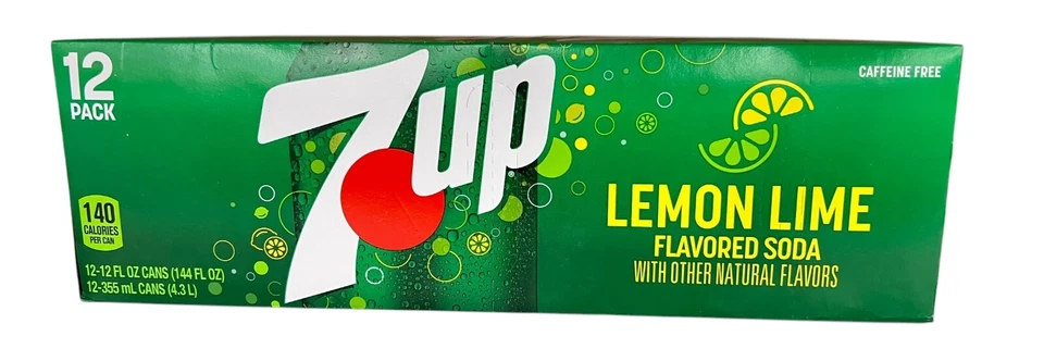 24-pack 7UP Lemon Lime Soda Refreshing Drink 12 Oz Cans