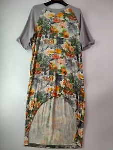 ASOS Oversized T-Shirt Dress Womens 8 Viscose Blend Grey Colorful Floral Pattern - Picture 1 of 10