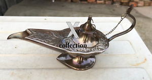 Vintage Aladdin Brass Genie Oil Lamp Nautical Chirag Incense Burner 8 inch item
