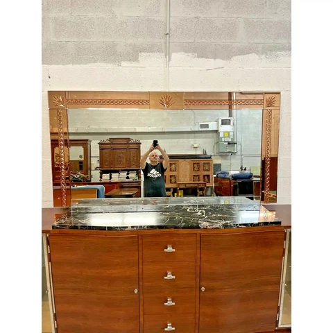 Large French Art Deco Wall Mirror 1940s Cover