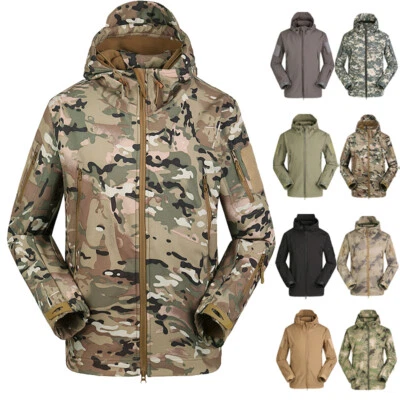 Outdoorjacke Winterjacke Warme Fleecejacke Gefüttert Softshelljacke mit Kapuze - Bild 1 von 4