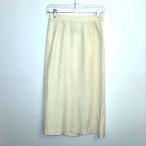 Oleg Cassini Light Yellow Cream Silk Pencil Skirt Size 10 - Picture 1 of 14