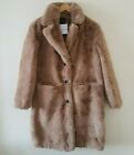NEXT Womens Toffee Brown Longline Soft Faux Fur Coat Jacket Size 12
