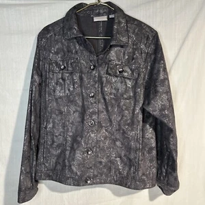Chico Gr. 3 Metallic Schlangenhaut Muster grau Jeansjacke - Bild 1 von 10