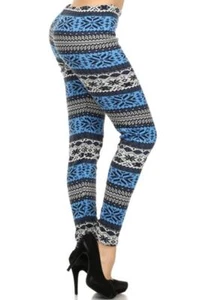 Brand New With Tags Boutique Blue Snowflake Fleece Leggings OS fits most - Picture 1 of 1