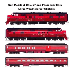 Gulf, Mobile & Ohio E7s & Passenger Cars 4 Large 2x9-10" Stickers Andy Fletcher - Picture 1 of 1