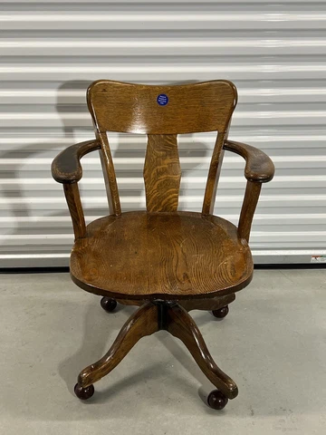 Antique Oak Swivel Adjustable Office/Banker Chair Belonged To **BOB FELLER** Cover