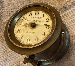 Antique We’re 8 Day Automobile Motor Clock Brass Era Dashboard Clock - Picture 1 of 7