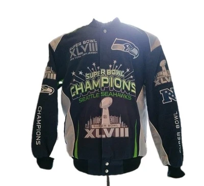 NFL Seattle Seahawks Campeones del Super Bowl Bordado, Abrigo/Chaqueta Aislante. (Lg) Foto 1 de 4
