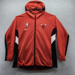 Chicago Bulls Jacket Mens Red Black NBA Basketball Nike Full Zip Hoodie Warm Up - Picture 1 of 17