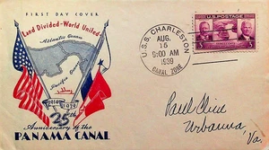 FDC #856-7, 15/08/1939, EE. UU. CHARLESTON, (zona de canal) J. HOLLAND CACHÉT - Imagen 1 de 2
