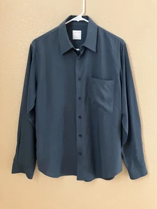 SANDRO Paris Men's Long Sleeve Shirt Size Small Button Up Front Viscose Blue - Picture 1 of 6