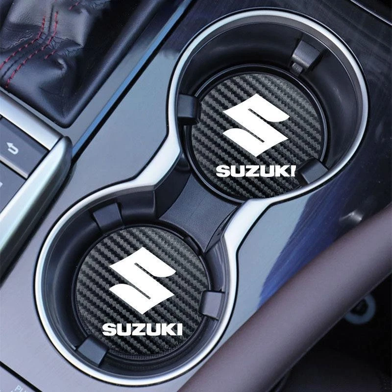 2PCS Car Accessories Water Cup Holder Pad Mat Coaster Carbon Fiber For Suzuki Foto 1 de 3