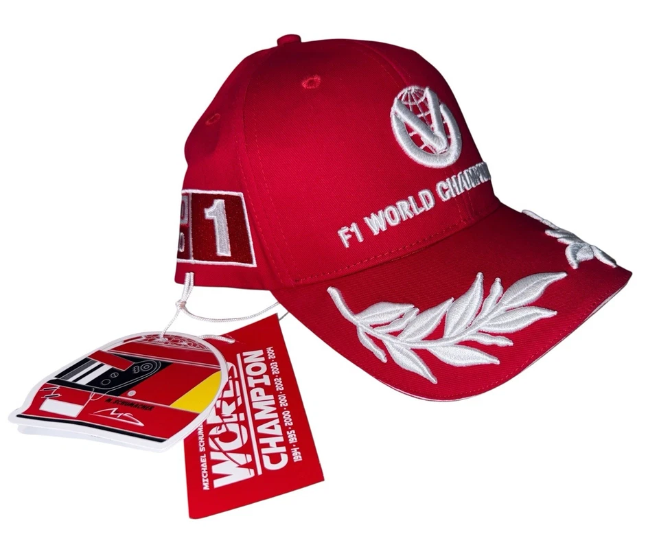 全新/NOS 限量版 F1 迈克尔·舒马赫 世界冠军 2000 红色帽子 — 第 1/4 张图片