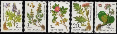 Stamps Soviet Union 1985 Plants of Siberia Sc#5379_83 MNH - Image 1 of 2