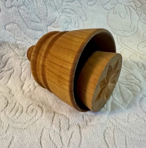 Vintage Wooden Butter Print Mold Stamp Flower Primitive Pennsylvania Amish 6” - Picture 1 of 7