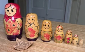 Vintage russische verschachtelte Puppen 🪆 7er Set, handbemalt - Bild 1 von 11