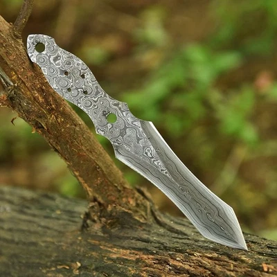 Custom Handmade Damascus Steel Double Edge Dagger Knife Blank Blade Tactical - Image 1 of 4