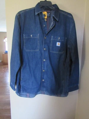 NWT MEN'S X-LARGE XL CARHARTT DENIM FLEECE LINED RELAXED FIT SHIRT JACKET - Image 1 of 3