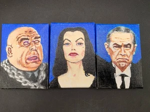 Vintage Set 3 Miniatur signierte handbemalte Porträts 3 1/2” x 2 1/2” x 5/8”D  - Bild 1 von 4