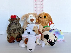 Ty Beanie Babies Bear Dog Plush Toy Doogie Cheeks Noodles Erin Lot Of 8 Variety - Picture 1 of 15
