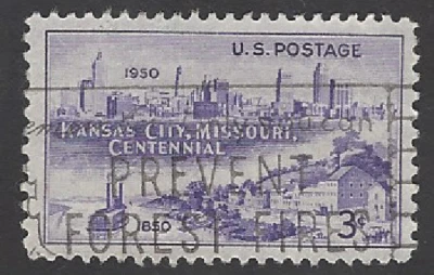 Scott# 994 3c Kansas City Mo. "ONLY YOU CAN PREVENT FOREST FIRES" Slogan - (A-1) - Image 1 of 2