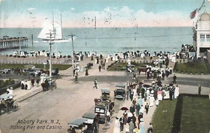 DE COLECCIÓN ASBURY PARK NJ GENTE EN MUELLE DE PESCA Y CASINO POSTAL 1907 81422 R - Imagen 1 de 2