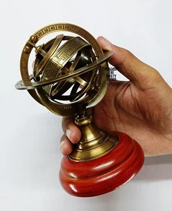 Nautical Brass Armillary Sphere,World Globe Vintage Armillary Table Top 5 inch - Picture 1 of 4