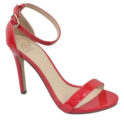 Sandalias de vestir formales de tacón alto con correa al tobillo de charol rojo JAIDEN deliciosas para mujer Foto 1 de 2
