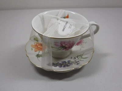 Grace's Teaware Cup And Saucer Tea Set Floral Design NEW - Image 1 of 3