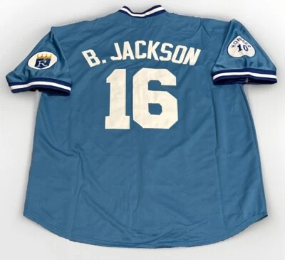 Bo Jackson Kansas City Royals Jersey Men’s XL NWT 1987 Road Blue w Howser Patch - Image 1 of 4