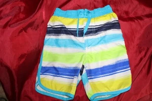 Arizona Jean Co Blue Yellow And Black Striped Swimtrunks Boys Size 4 - Picture 1 of 3